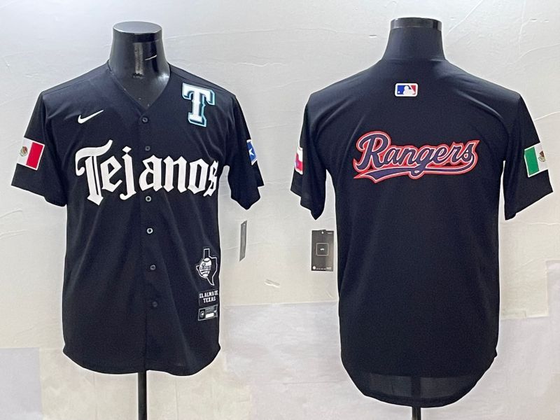 Men Texas Rangers Blank Black Five generations Joint Name 2025 Nike MLB Jersey style 8